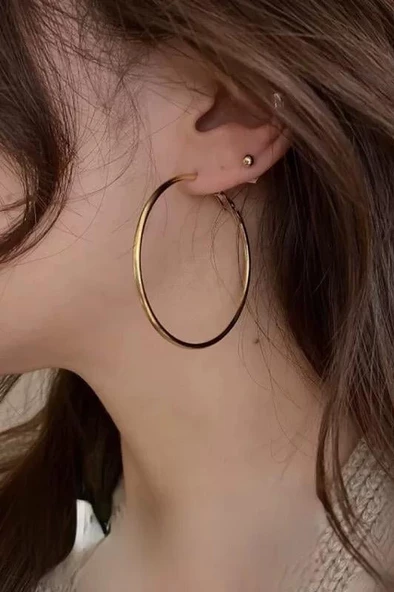 Kadın 316 L Çelik 5 cm Halka Küpe