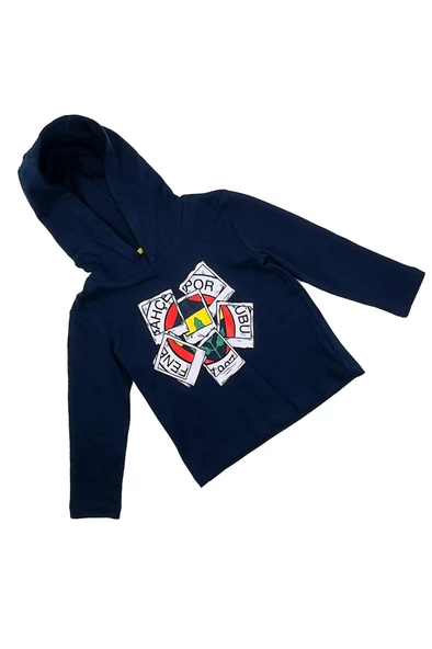 Fenerbahçe Orijinal Lisanslı Kapüşonlu Lacivert Çocuk Sweat Hediyelik Ahşap Kutulu - 4