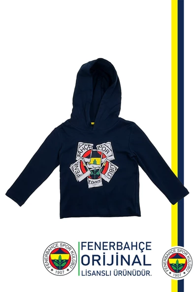 Fenerbahçe Orijinal Lisanslı Kapüşonlu Lacivert Çocuk Sweat Hediyelik Ahşap Kutulu - 2