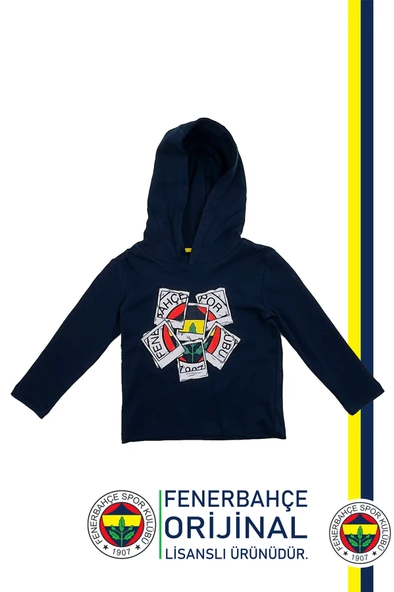 Fenerbahçe Orijinal Lisanslı Kapüşonlu Lacivert Çocuk Sweat