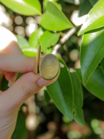 Doğal Taş Sitrin Doğal Taşlı Kadın Ayarlanabilir Yüzük euy2s - Resim 3