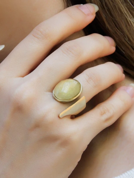 Doğal Taş Sitrin Doğal Taşlı Kadın Ayarlanabilir Yüzük euy2s ürün görseli