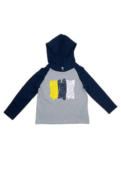 Fenerbahçe Orijinal Lisanslı Kapüşonlu Lacivert Gri Çocuk Sweat - 3