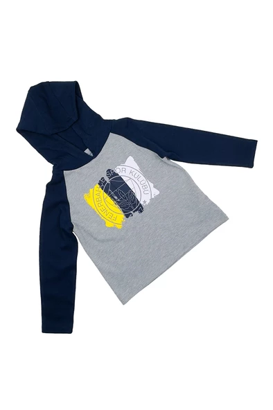 Fenerbahçe Orijinal Lisanslı Kapüşonlu Lacivert Gri Çocuk Sweat - 2