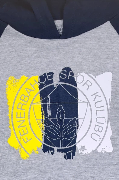 Fenerbahçe Orijinal Lisanslı Kapüşonlu Lacivert Gri Çocuk Sweat - 5
