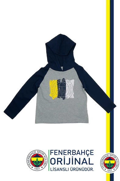 Fenerbahçe Orijinal Lisanslı Kapüşonlu Lacivert Gri Çocuk Sweat Hediyelik Ahşap Kutulu - 2
