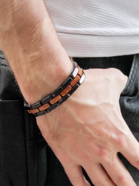 Doğal Kuka Ağacı Erkek Asansörlü Bileklik eub52 - Resim 3