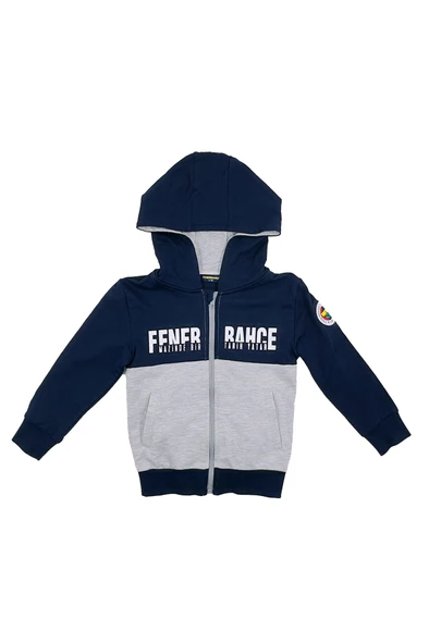 Fenerbahçe Orijinal Lisanslı Kapüşonlu Fermuarlı Lacivert Gri Çocuk Sweat - 2