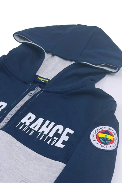 Fenerbahçe Orijinal Lisanslı Kapüşonlu Fermuarlı Lacivert Gri Çocuk Sweat Hediyelik Ahşap Kutulu - 5
