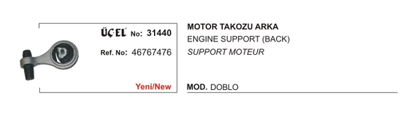 MOTOR TAKOZU ARKA 31440 DOBLO ÇEKİÇ (51760173) 46767476 51760173 GOLD