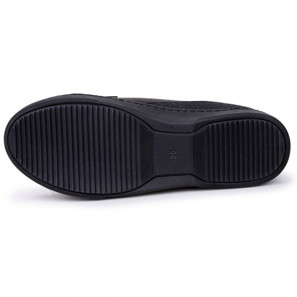 Woggo Pnt 373057 Cilt Günlük Taşlı Simli Kadın Ayakkabı Siyah - 7