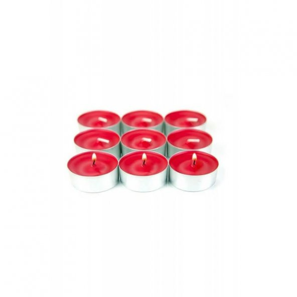 Piev Tea Lights Dekoratif Süs Romantik Mum 50 Li Paket Kırmızı