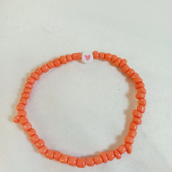 Yavru Ağızı Renkli Boncuklu Kalp Figürlü Kalp Aşk Özlem Sonsuzluk Hediyelik Bileklik - 2