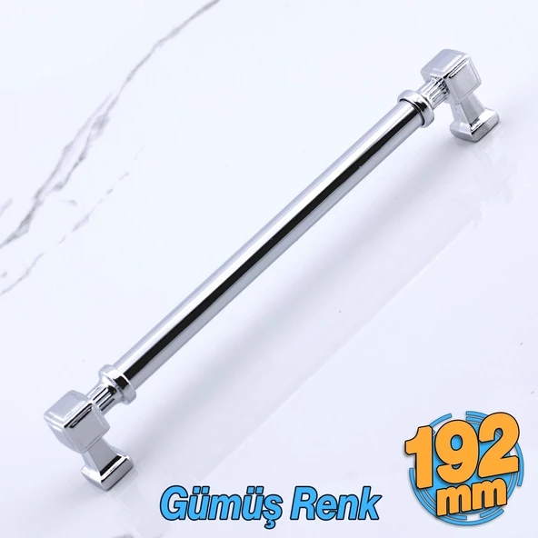 Talas Metal Gümüş Krom Renk Kulp 192 mm Mobilya Çekmece Mutfak Dolabı Dolap Kulpları Kulb 19.2 cm