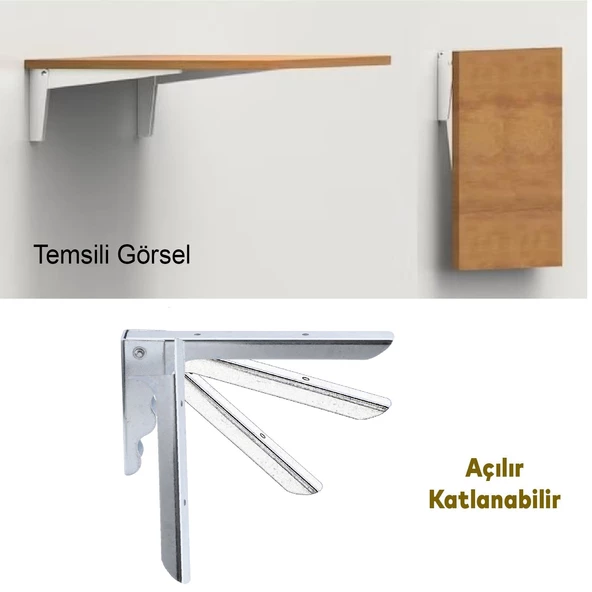 Duvara Monteli Balkon Masası Sehpası Montajı Metal Katlanır Raf Altı Ayağı 18 x 10 cm (2 ADET) - 5