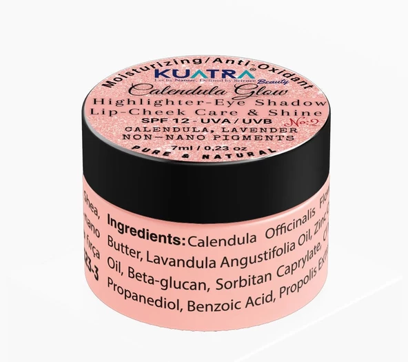 Kuatra Calendula Glow Doğal İçerikli Nemlendirici - Antioksidan Işıltı Veren Balm (Highlighter-Göz Farı-Allık-Ruj) 7ml - 4