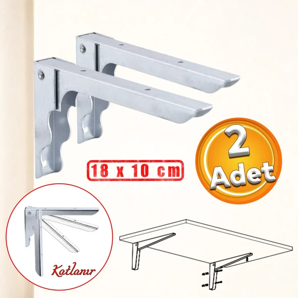 Duvara Monteli Balkon Masası Sehpası Montajı Metal Katlanır Raf Altı Ayağı 18 x 10 cm (2 ADET)