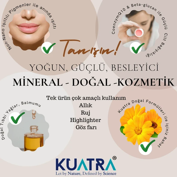 Kuatra Calendula Glow Doğal İçerikli Nemlendirici - Antioksidan Işıltı Veren Balm (Highlighter-Göz Farı-Allık-Ruj) 7ml - 5