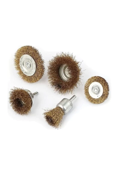 SPRENDA 5 Parça Pimli Tel Fırça Seti 5 ' li Matkap Hobi Fırça Set - 4