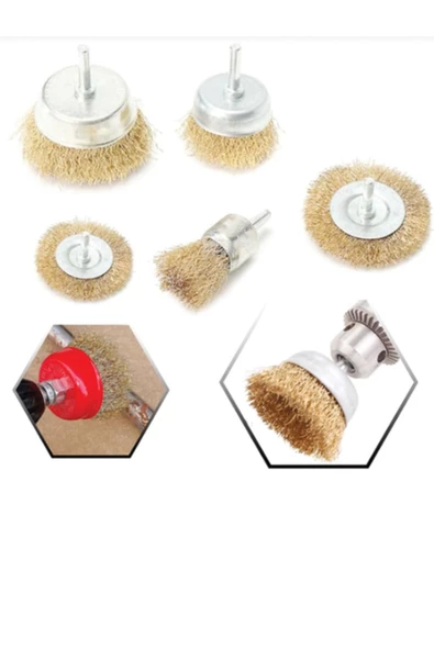 SPRENDA 5 Parça Pimli Tel Fırça Seti 5 ' li Matkap Hobi Fırça Set - 2