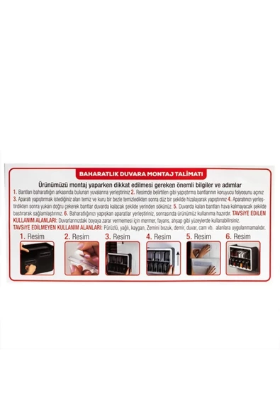 Standlı 9lu Baharatlık Takımı Kendinden Yapışkanlı Kaşıklı Ve Kapaklı Baharatlık Seti - 3