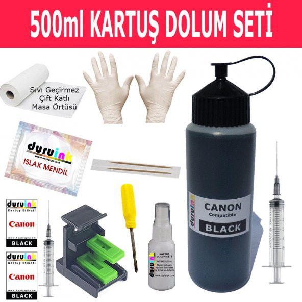 CANON MG3500 MG3550 MG3600 SİYAH KARTUŞ MÜREKKEP DOLUM SETİ 500ML (PG 540) RENK Non Oem