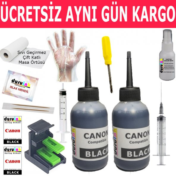 CANON PG 40 iP2500 iP2600 MP140 SİYAH KARTUŞ MÜREKKEP DOLUM SETİ 2X100ML RENK Non Oem