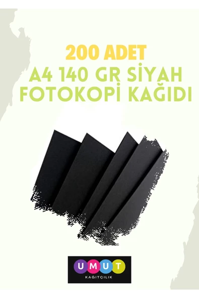 Çözüm Kağıt 140 Gr A4 Siyah Fotokopi Kağıdı 200 Adet Siyah Kağıt