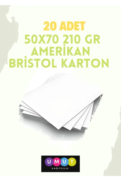 Çözüm Kağıt 20 Adet 50x70 210 Gr Amerikan Bristol Kağıt Karton Bristol ürün görseli
