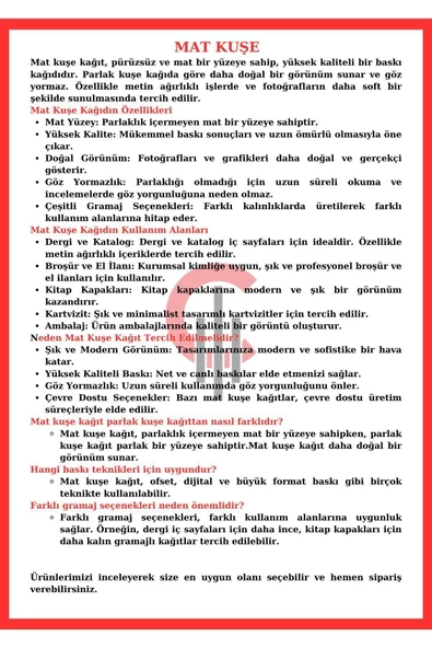 Çözüm Kağıt Mat Kuşe Gramajlı Kağıt A4 350 gr - 200 Adet - Resim 3