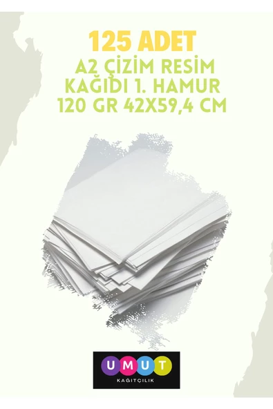 Çözüm Kağıt A2 Çizim Resim Kağıdı 1, Hamur 120 Gr 42x59,4 Cm 125 Adet ürün görseli