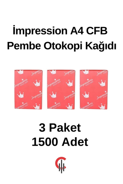 Çözüm Kağıt İmpression A4 Cfb Pembe Otokopi Kağıdı 3 Paket 1500 Adet