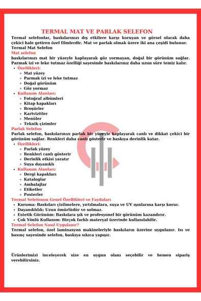 Çözüm Kağıt Termal Mat Selefon 26 Mikron 1500 Metre 33 Cm - Resim 2
