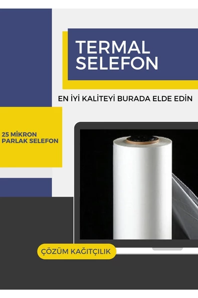 Çözüm Kağıt Termal Parlak Selefon 25 Mikron 1500 Metre 33 Cm ürün görseli
