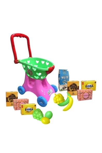 OYUNCAK STORE Süper Market Arabası Dolu olarak Alışveriş Arabası - 1