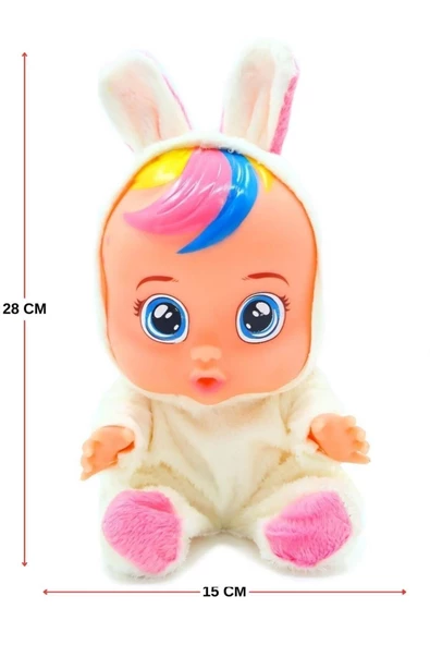 Global Toys Mavi Beyaz Ve Pembe Renk Ağlayan Ve Konuşan Et Bebek - Resim 4