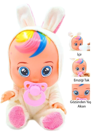 Global Toys Mavi Beyaz Ve Pembe Renk Ağlayan Ve Konuşan Et Bebek