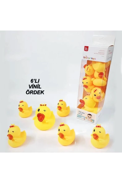 OYUNCAK STORE Güvenli Toksik Olmayan Bebek Banyo Oyuncak Silikon Ördek Kauçuk Sarı Ördek 6 lı Ördek