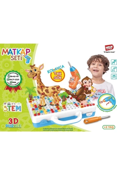 DEDE Birlik Oyuncak Eğitici Matkaplı Creative Puzzle 340 Parça 3d Stem