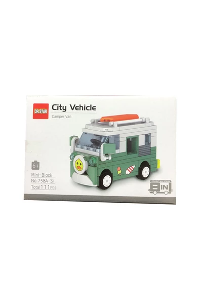 Pasifik Toys Lego Benzeri Mini Bloklar - City Araçları Serisi - Kampçı Minibüsü - 111 Parça