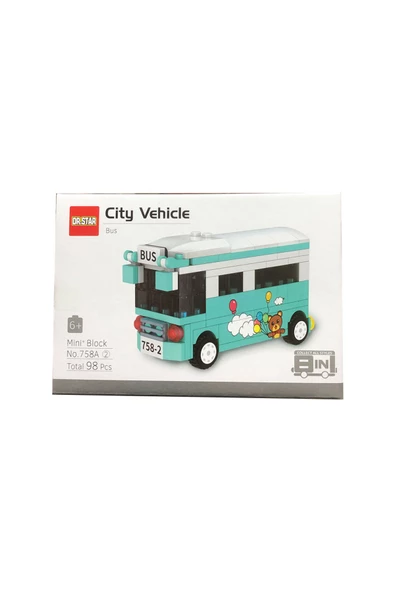 Pasifik Toys Lego Benzeri Mini Bloklar - City Araçları Serisi - Otobüs - 98 Parça