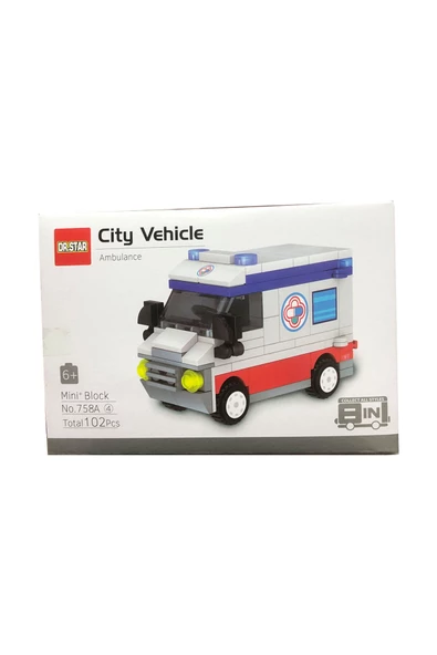 Pasifik Toys Lego Benzeri Mini Bloklar - City Araçları Serisi - Ambulans