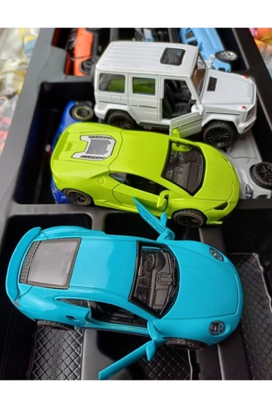 OYUNCAK STORE Oyuncak Metal Arabalar Diecast Brabus G500 Porsche Ferrari BMW Lamborghini 9 Adet Koleksiyon