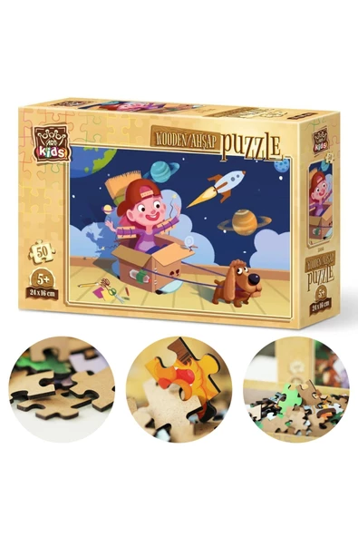 OYUNCAK STORE Art Kids Minik Astronot 50 Parça Ahşap Puzzle