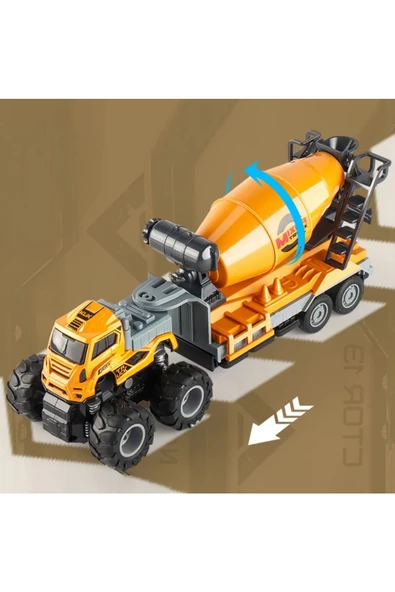 OYUNCAK STORE Sürtmeli 4x4 İnşaat Araçları 1:43 Ölçekli Harç Kamyonu - Beton Mixer