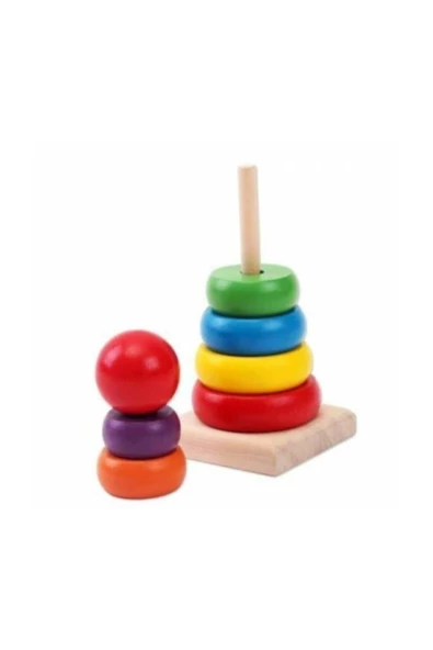 Wooden Toys Ahşap Renkli Kule Eğitici Oyuncak