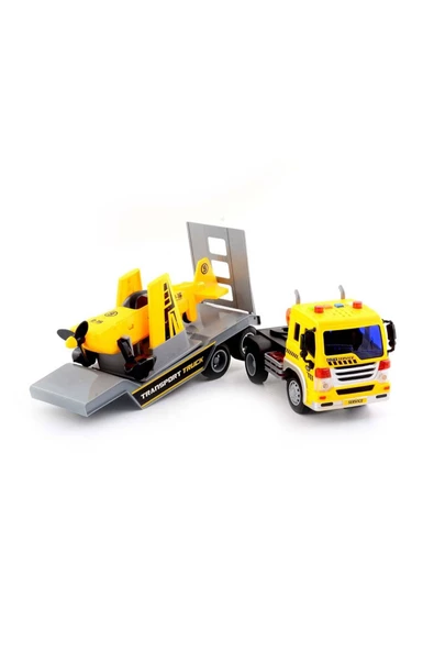 Vardem Sesli ve Işıklı Sürtmeli Uçak Taşıyan Transporter Uçak Taşıyan Tır 1:16 Ölçek