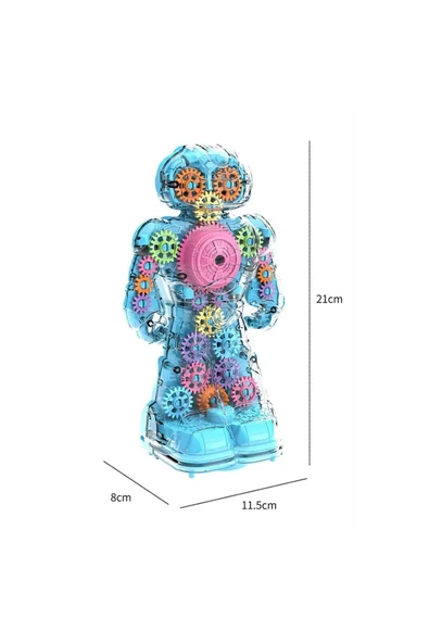 OYUNCAK STORE Dişli İçini Gösteren Sesli ve Işıklı 360 Derece Dönen Oyuncak Şeffaf Robot - 4