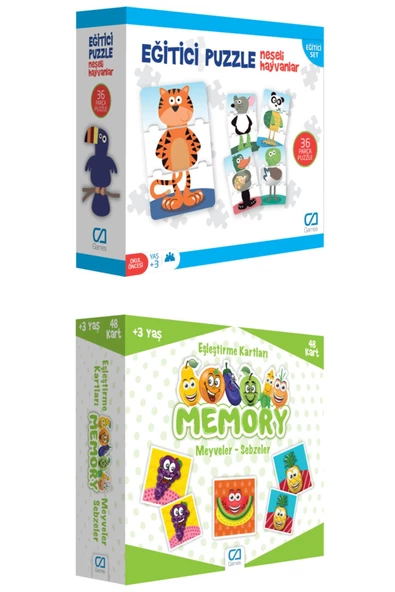 CA Games 2'li Eğitici Puzzle ve Memory Set (5028-5040)