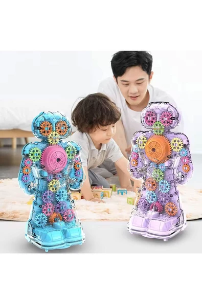 OYUNCAK STORE Dişli İçini Gösteren Sesli ve Işıklı 360 Derece Dönen Oyuncak Şeffaf Robot - 7